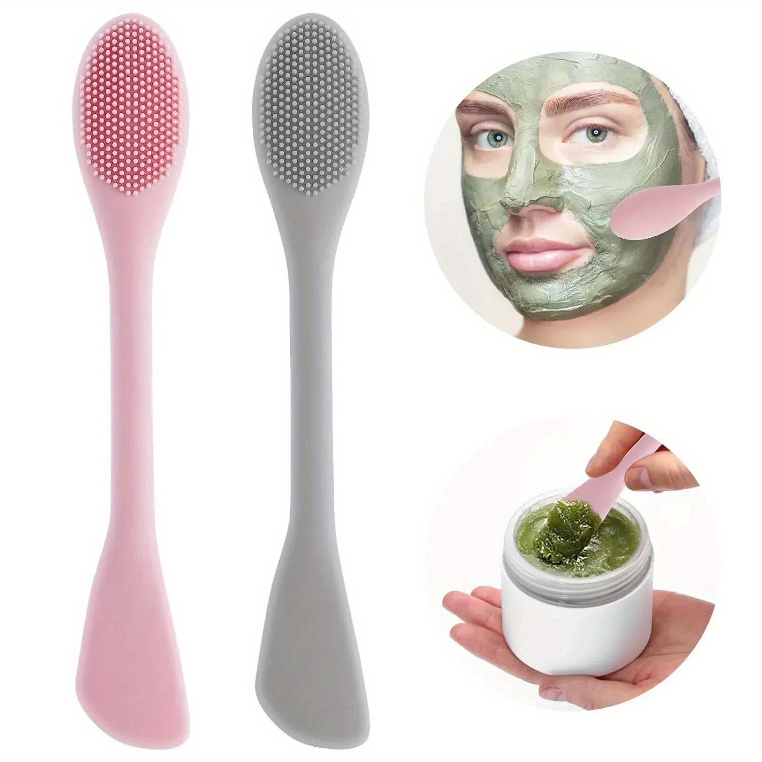 Silicone Face Scrubber Electric - Kuas Masker Wajah Kepala Ganda Aplikator