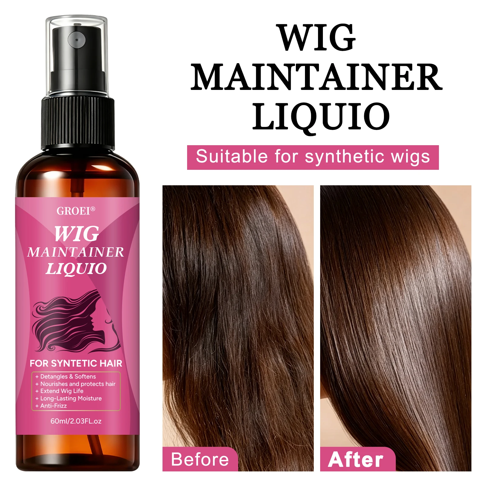 Hair Care - GROEI Semprotan Perawatan Wig Anti-Kusut 60ml,