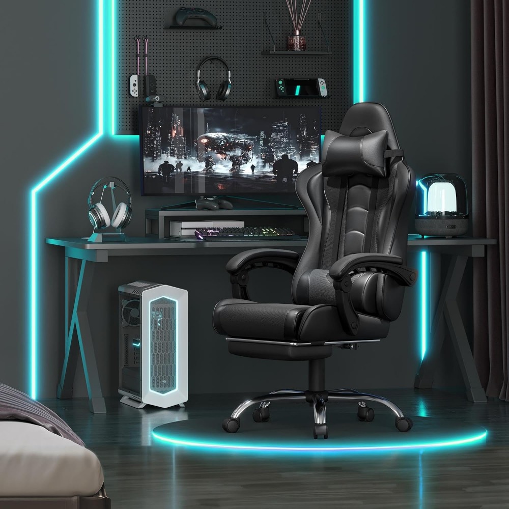 Kursi Gaming Kulit PU Nyaman d - Massage ulasan dan harga
