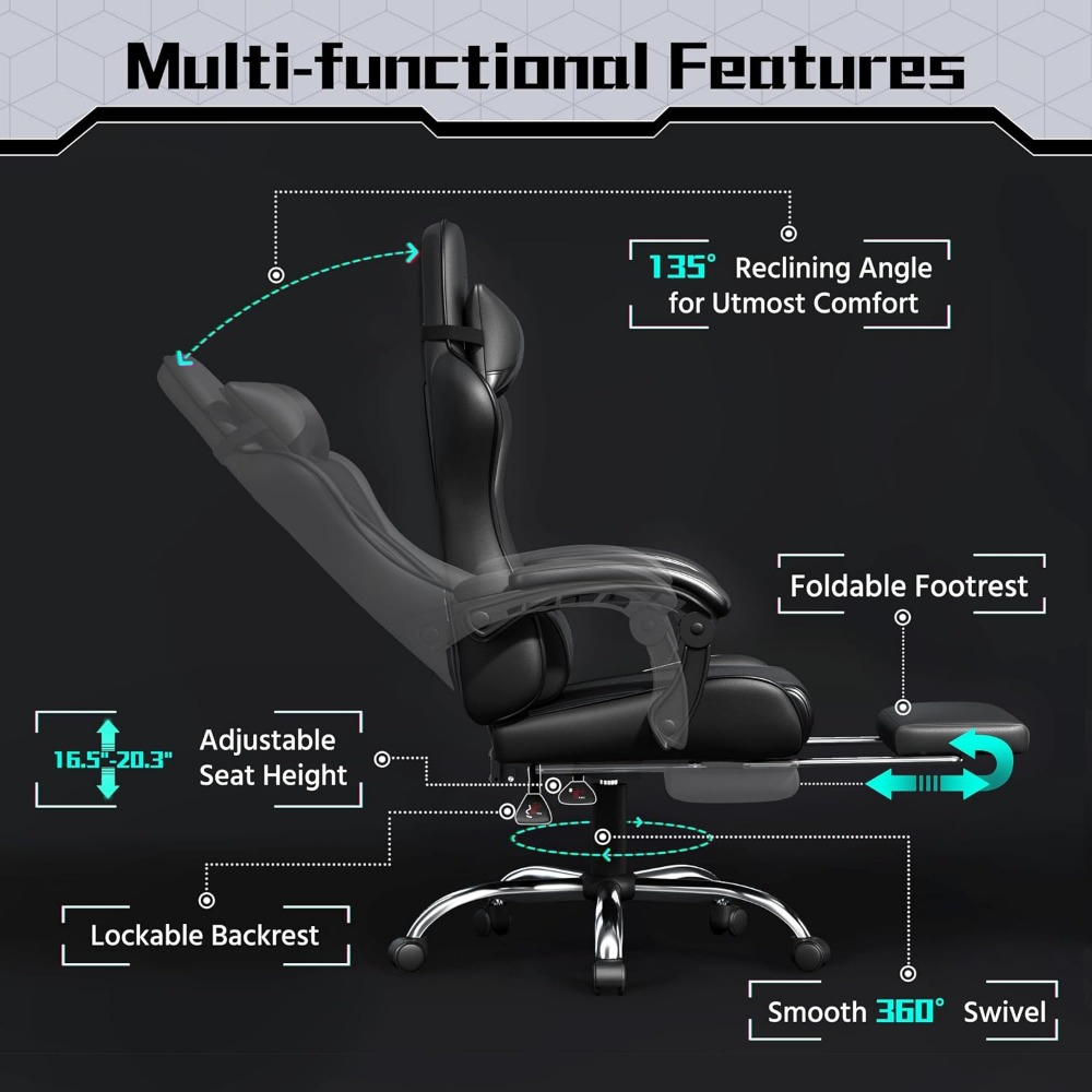 Kursi Gaming Kulit PU Nyaman d - Massage ulasan dan harga