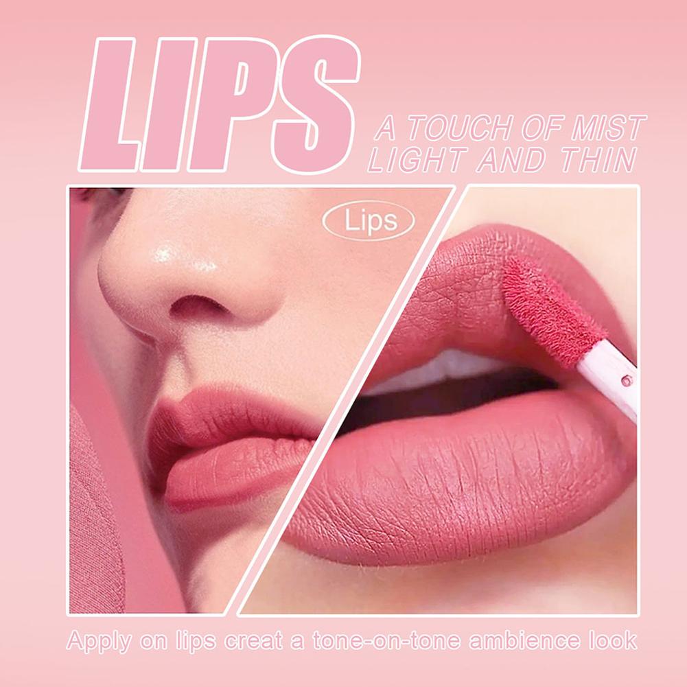 3 Buah/Set Lip Gloss Nude Lips - Matte Velvet Lip Tint Long Lasting ulasan dan harga