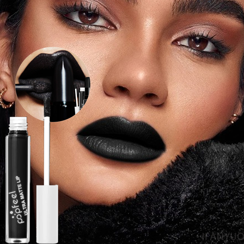Lipstik Cair Punk Matte Hitam  - Matte Velvet Lip Tint Long Lasting ulasan dan harga