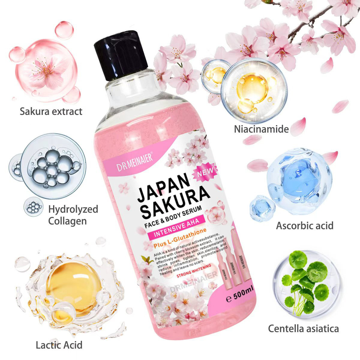 500Ml Serum Wajah Tubuh Sakura - Niacinamide Pore Shrinking Essence ulasan dan harga