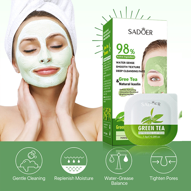 8 Buah Masker Lumpur Pembersih - Green Tea Cleansing Clay Mask ulasan dan harga
