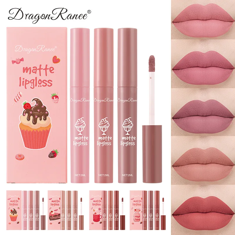 3 Buah/Set Lipstik Cair Nude M - Matte Velvet Lip Tint Long Lasting ulasan dan harga