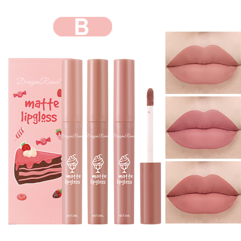 3 Buah/Set Lipstik Cair Nude M - Matte Velvet Lip Tint Long Lasting ulasan dan harga