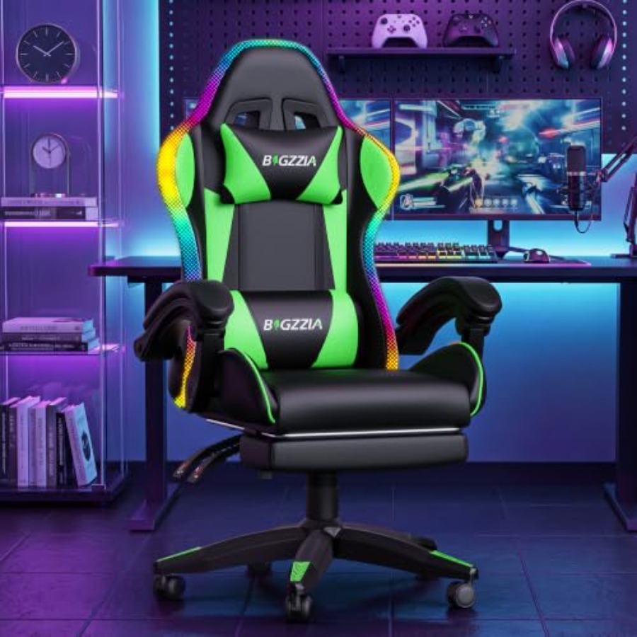 Kursi gaming RGB dengan sandar - Massage ulasan dan harga