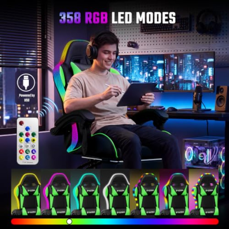 Kursi gaming RGB dengan sandar - Massage ulasan dan harga